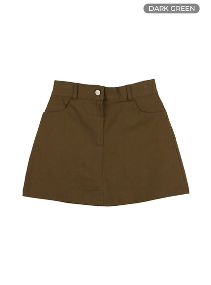 solid-cotton-mini-skirt-og409 / Dark green