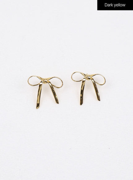 ribbon-shaped-earrings-od327 / Dark yellow