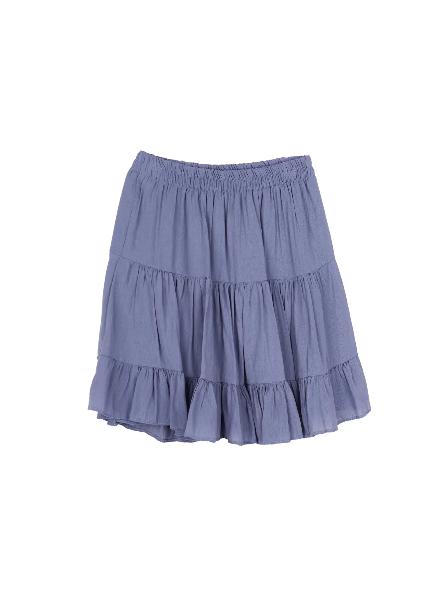 elastic-waist-tiered-midi-skirt-cy522 / Dusty blue