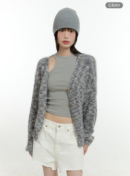 fuzzy-long-sleeve-cardigan-cg401 / Gray