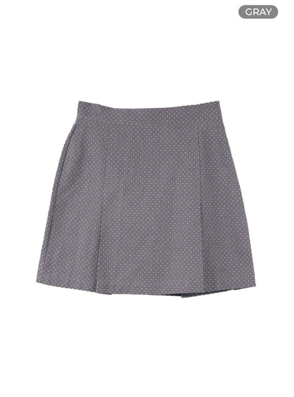 polka-dot-pintuck-mini-skirt-of422 / Gray