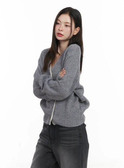 Two-Tone Wool Knit Cardigan CJ506