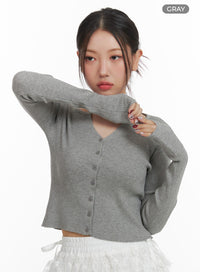 basic-cropped-cardigan-oa419 / Gray