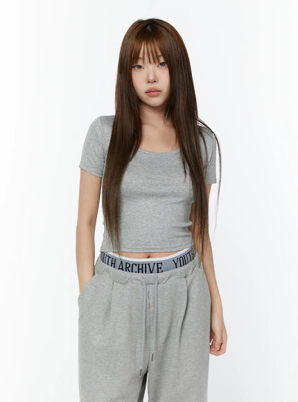basic-u-neck-crop-tee-cy518 / Gray