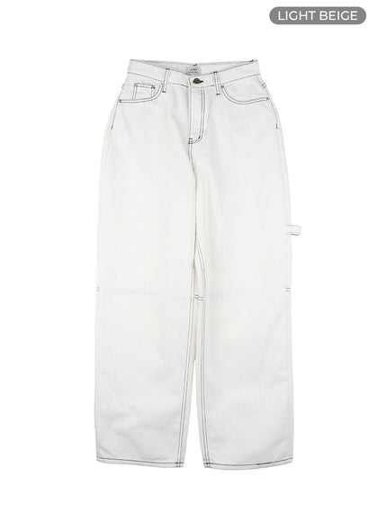 low-rise-strap-baggy-jeans-cy414 / Light beige