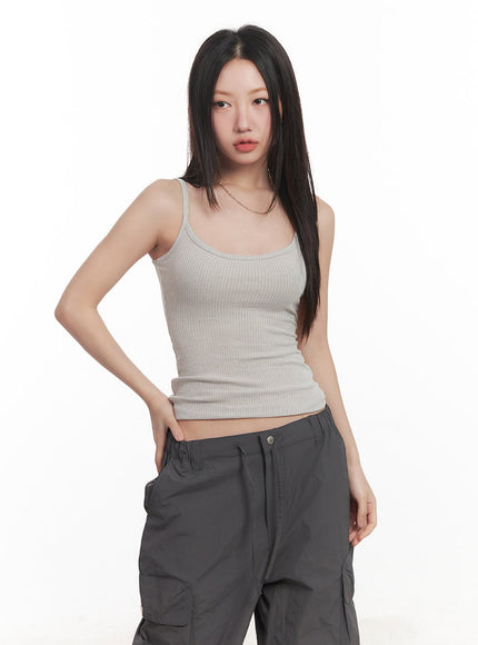 fitted-ribbed-tank-ca518 / Light beige