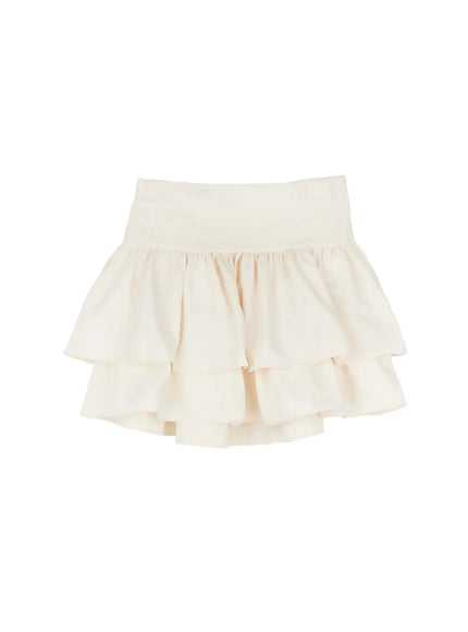 chic-ruffled-layered-mini-skirt-cj526 / Light beige