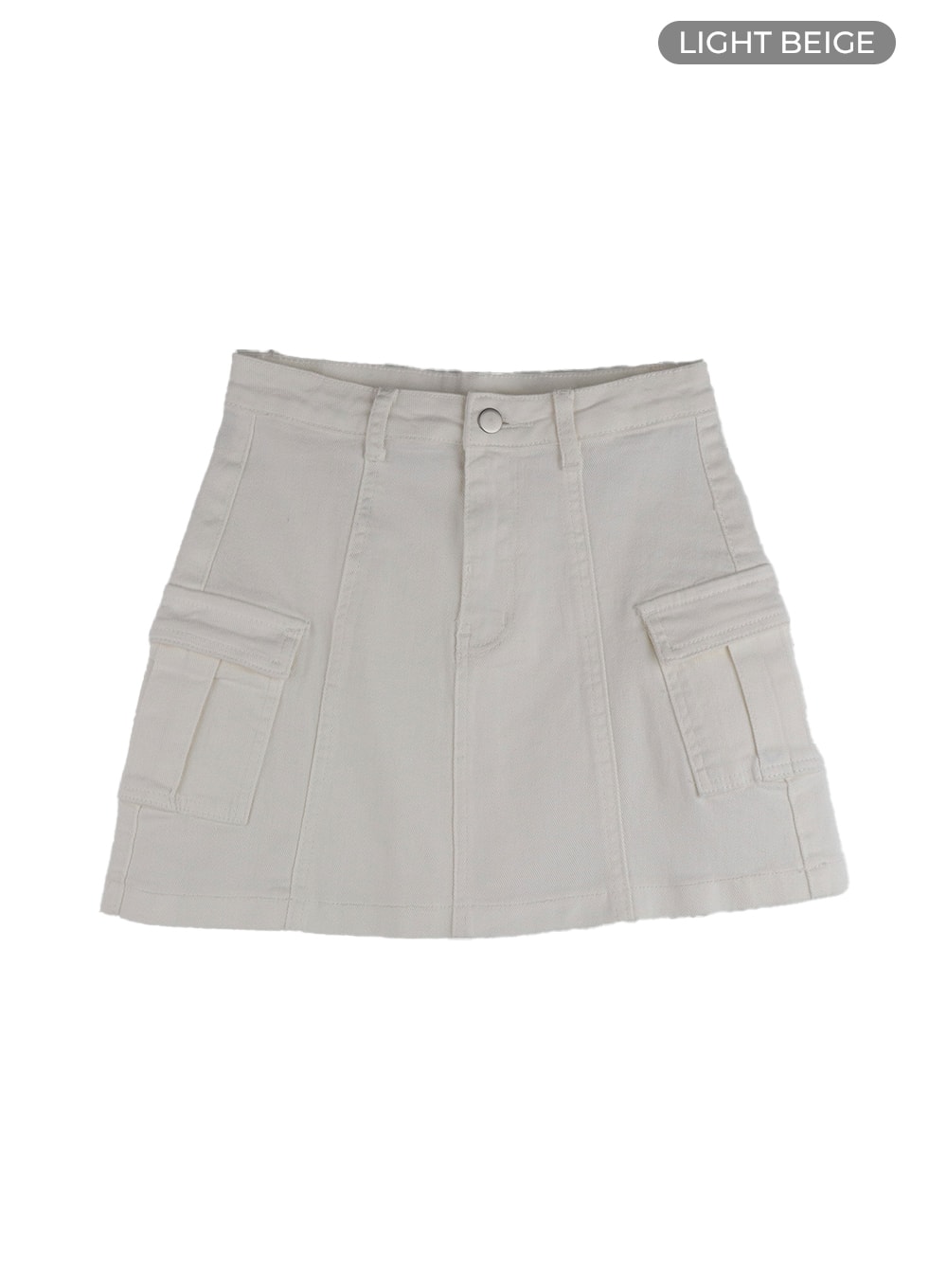 solid-cargo-mini-skirt-om408 / Light beige