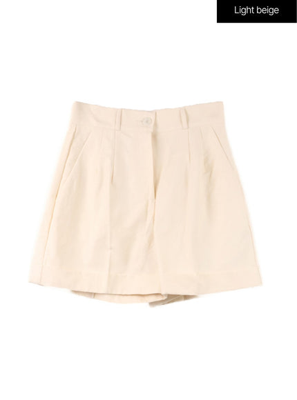 basic-folded-shorts-of419 / Light beige