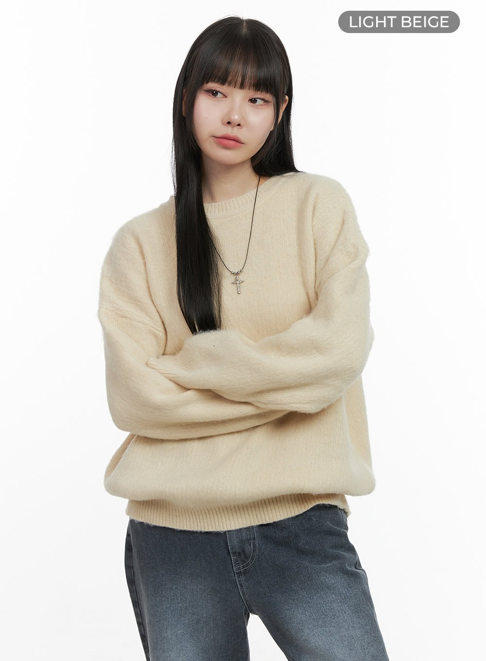 oversized-fuzy-soft-knit-sweater-oo401 / Light beige