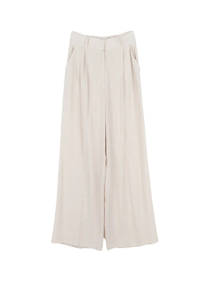 linen-wide-leg-trousers / White