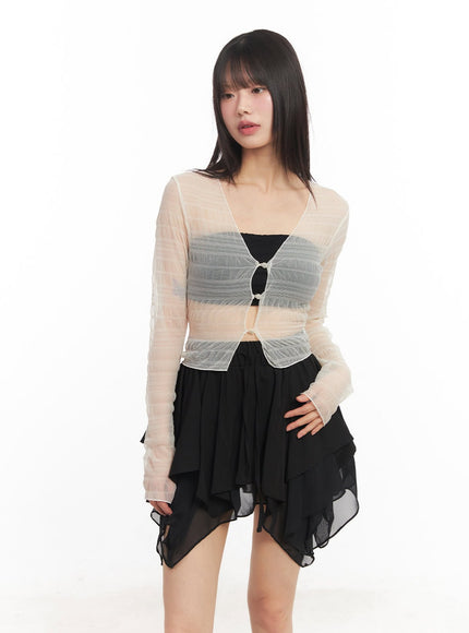 sheer-chic-buttoned-cardigan-ca523 / Light beige