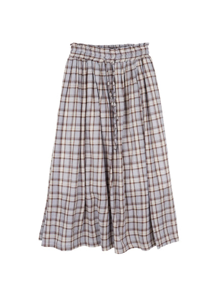 plaid-flare-maxi-skirt-cy519 / Light blue