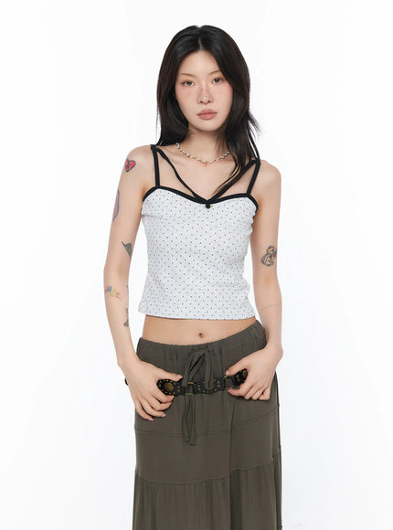 polka-dot-strappy-cami-top-ca524 / Light gray