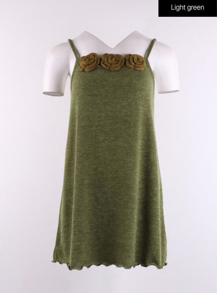 rose-collar-chiffon-cami-midi-dress-cf406 / Light green