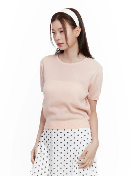 lightweight-round-neck-top / Light pink