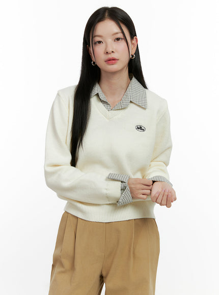 Layered Collar Knit Sweater ON408