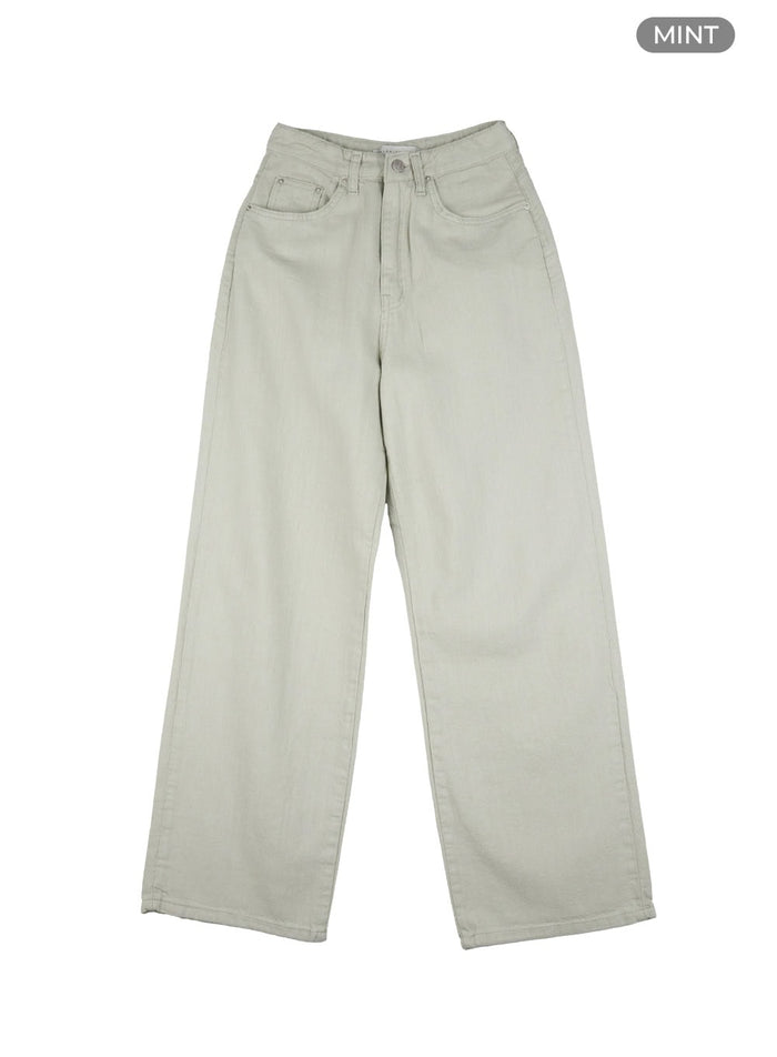 solid-cotton-wide-leg-pants-ou428 / Mint