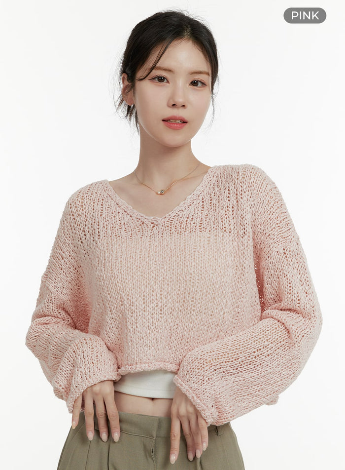 boat-neck-mesh-summer-sweater-oa405 / Pink