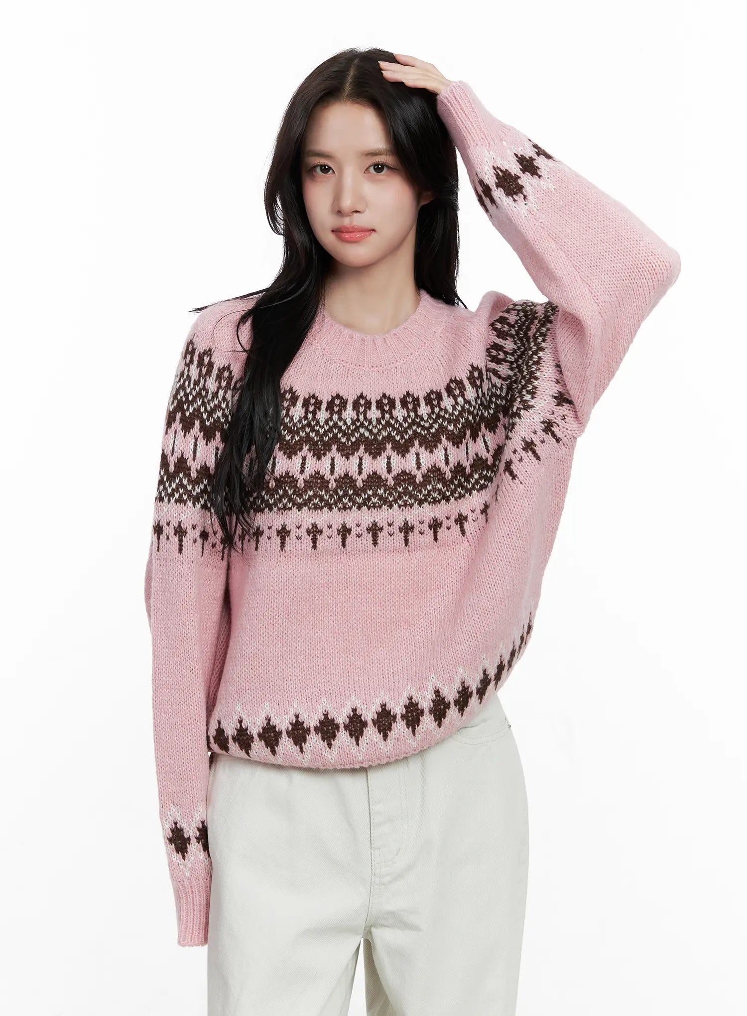 nordic-knit-sweater-co522 / Pink