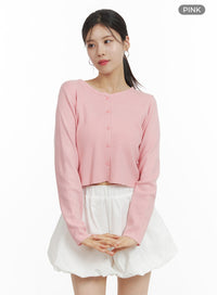 basic-buttoned-crop-cardigan-oa422 / Pink