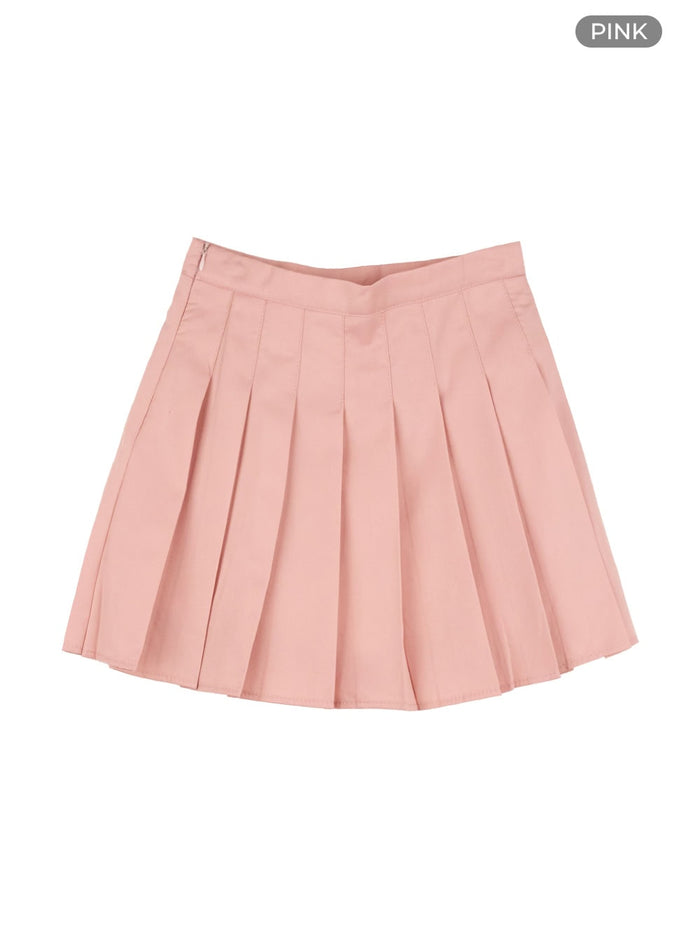 pleated-basic-mini-skirt-ou428 / Pink