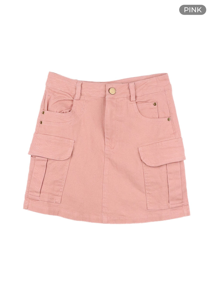 slim-cargo-mini-skirt-oa423 / Pink