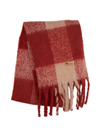 long-tassel-check-scarf-on418 / Red