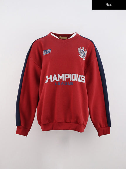 oversized-v-neck-sweatshirt-in322 / Red