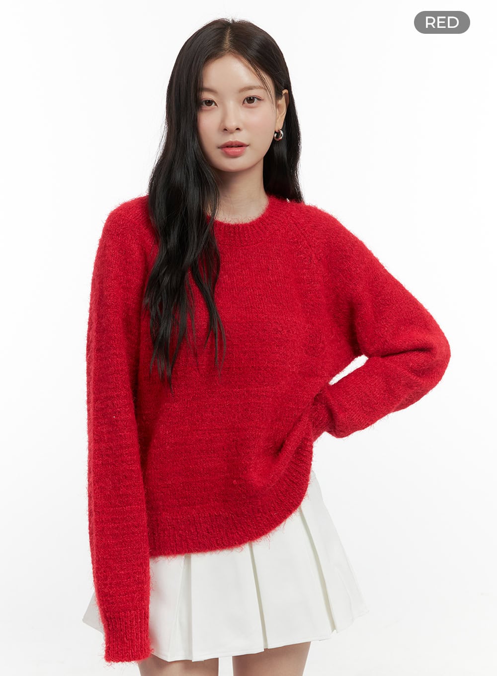 soft-touch-loose-fit-sweater-os423 / Red