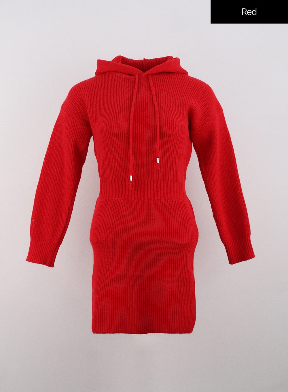 knit-hooded-mini-sweater-dress-on330 / Red