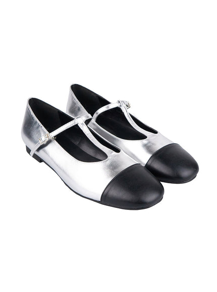 faux-leather-buckle-loafers-co431 / Silver