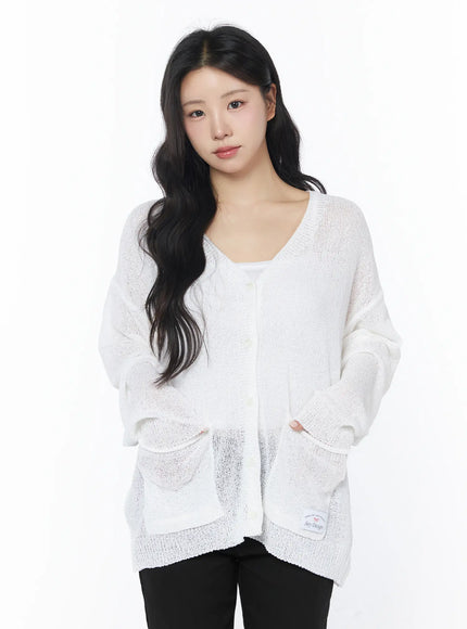 oversized-sheer-cardigan-cy522 / White