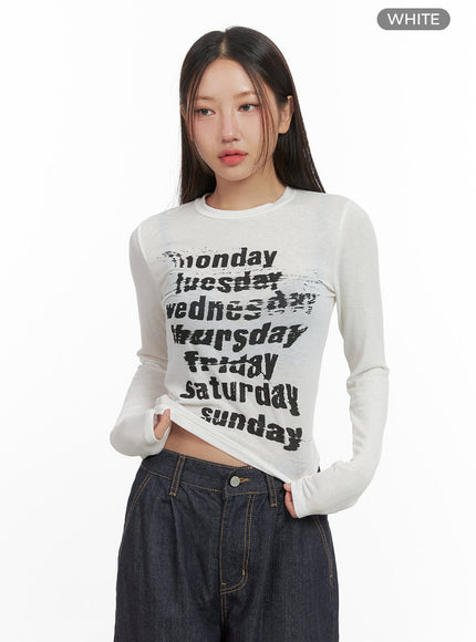 lettered-long-sleeve-crop-tee-co402 / White