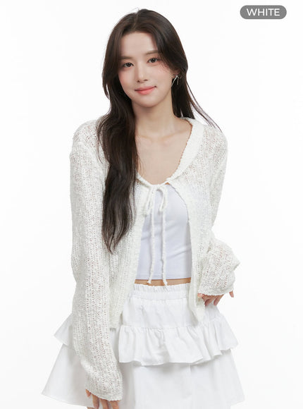 ribbon-sheer-knit-cardigan-og409 / White