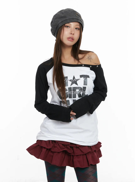 off-shoulder-long-sleeve-top-cj513 / White