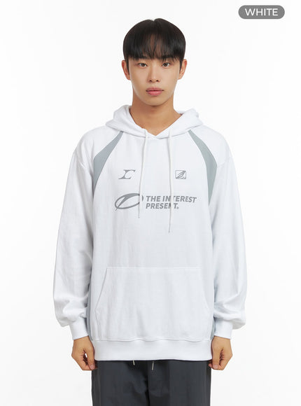 mens-trendy-loose-fit-graphic-hoodie-co408 / White