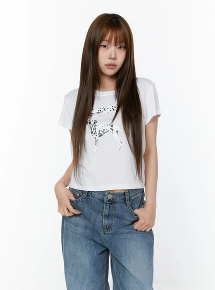 graphic-spot-print-short-sleeve-tee-cy518 / White