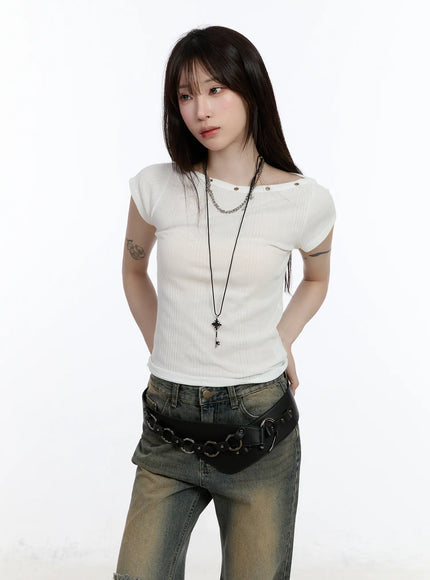 Eyelet Short Sleeve Tee CA503