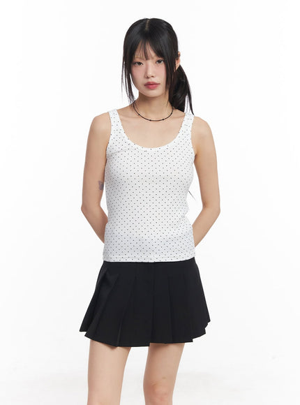 polka-dot-slim-fit-tank-top-cy514 / White
