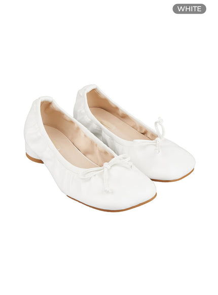 ribbon-detail-faux-leather-flats-ou419 / White