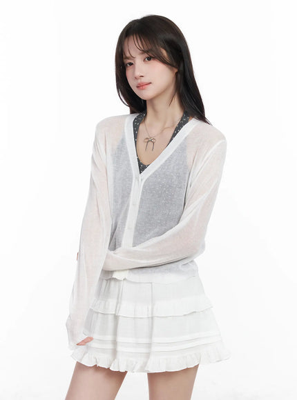 Sheer Button Up Cardigan CM527