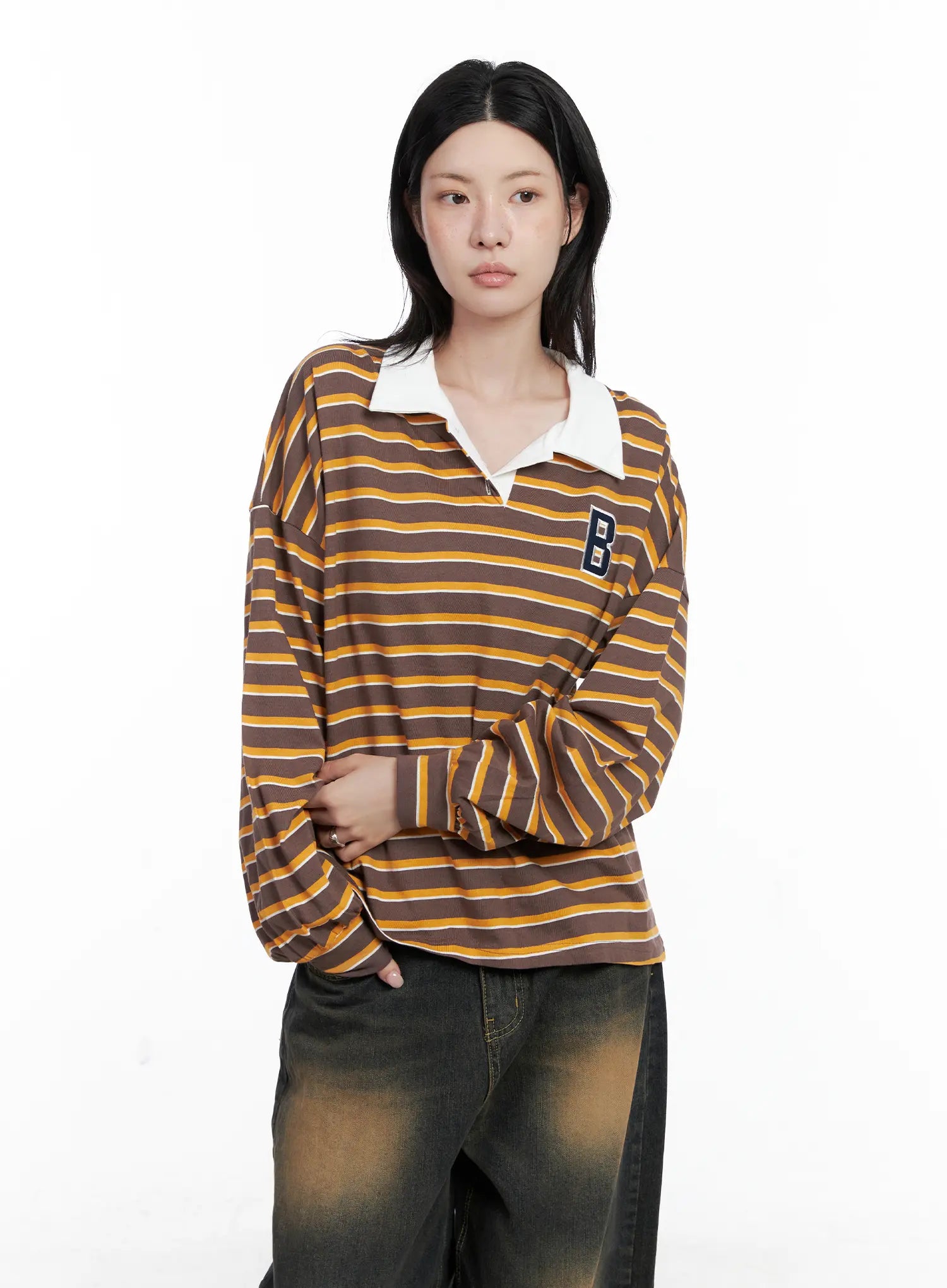 Striped Polo Long Sleeve Shirt CS526