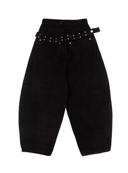 Wide Leg Cotton Pants with Belt Detail CD517