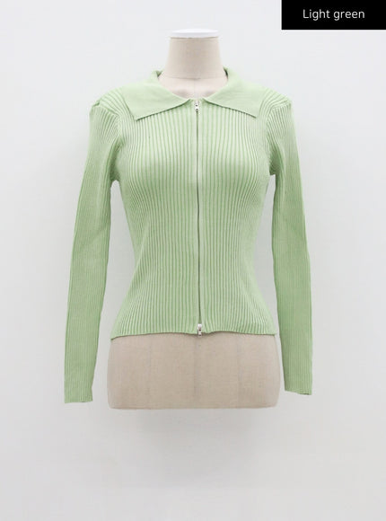 Ribbed Knit Zip-Up CF324
