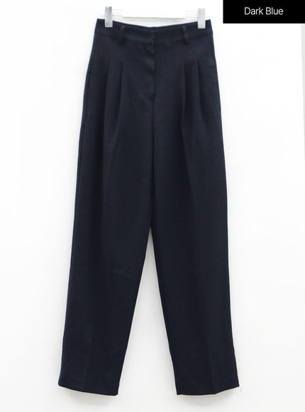 High Waist Pintuck Wide Leg Tailored Pants OS13