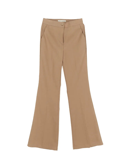 fleece-lined-bootcut-pants-cd523 / Beige