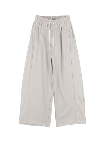 adjustable-pintuck-wide-leg-sweatpants-cy521 / Beige