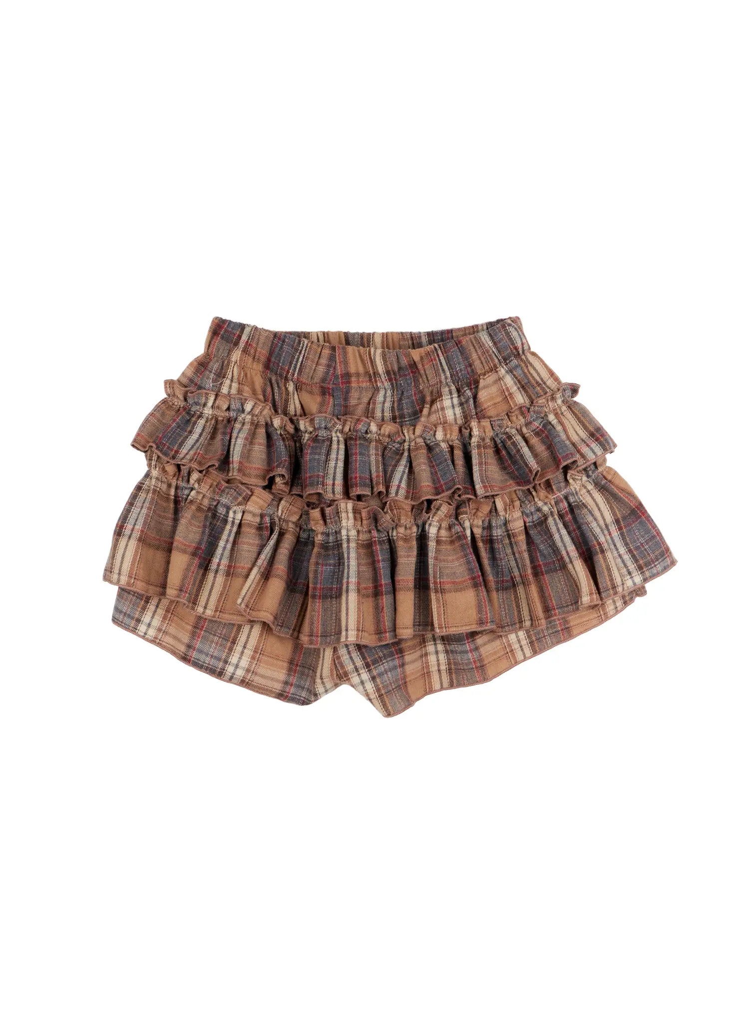 Layered Ruffle Plaid Mini Skirt CN525
