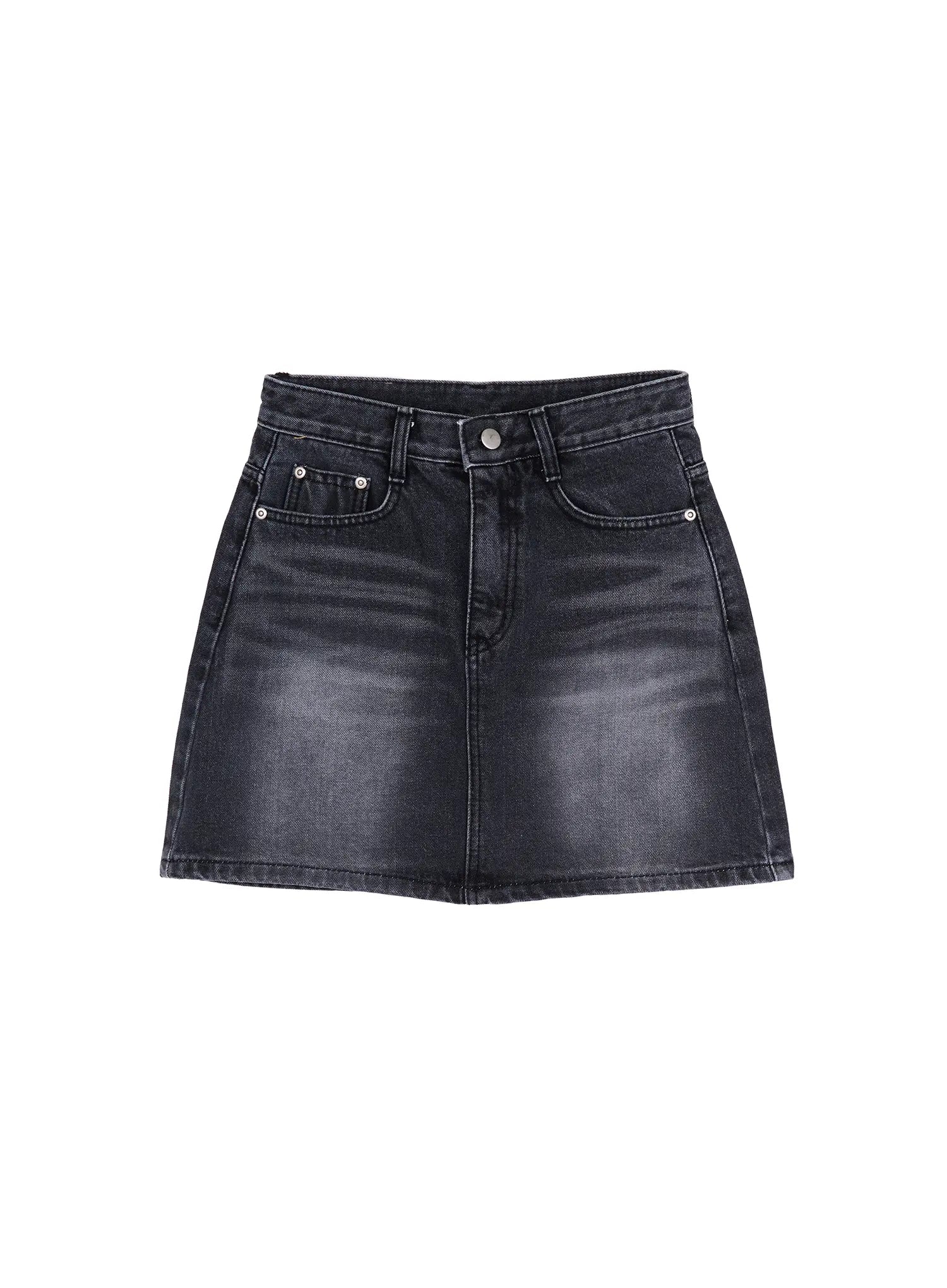 vintage-washed-denim-skirt-cy527 / Black